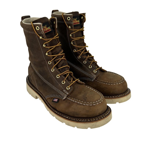 Thorogood Boots Mens Size 10 2E Leather Moc Safety Toe 8" Wedge Sole 804-4379 - Picture 1 of 16